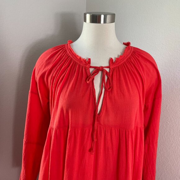 9seed Maxi Dress Womens Size 2 Majora Long Sleeve Dahila Front Neck Tie Tiered - Picture 6 of 16